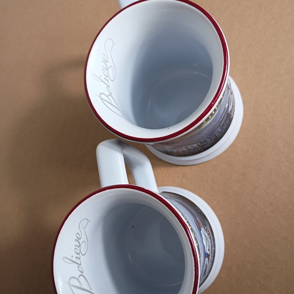 Polar Express Train Ride 20th Anniversary Mugs Set of Two Christmas Believe - Picture 6 of 6